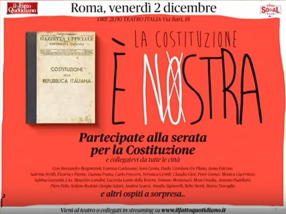La Costituzione è NOstra - 2 dicembre 2016 ore 21:00 Teatro Italia Roma